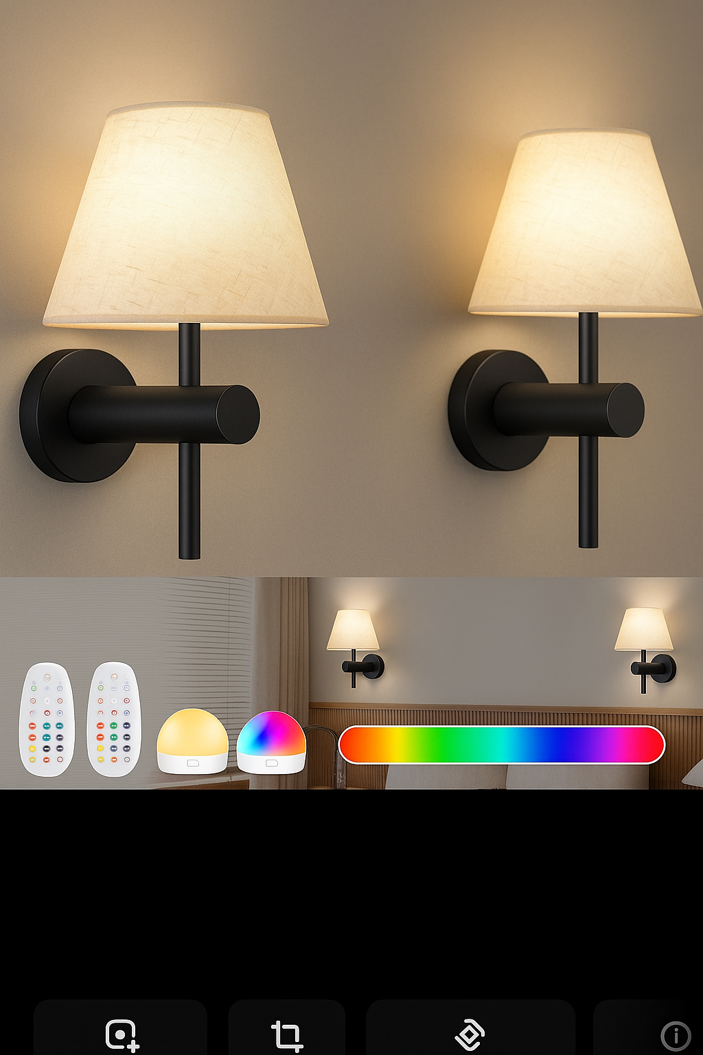 Cordless Rechargeable Battery Powered Wall Lamp