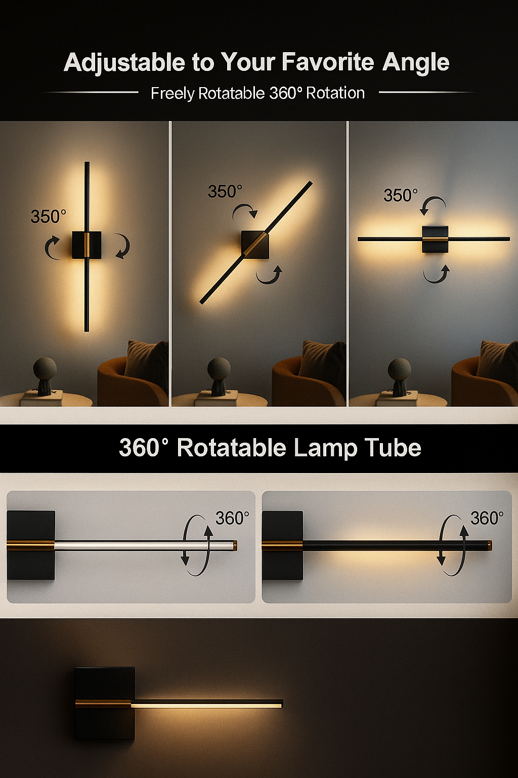 Rotatable LED wall light