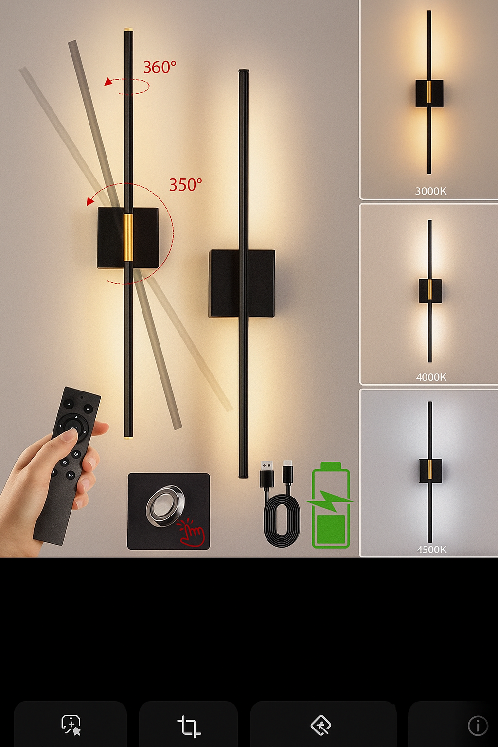 Rotatable LED wall light