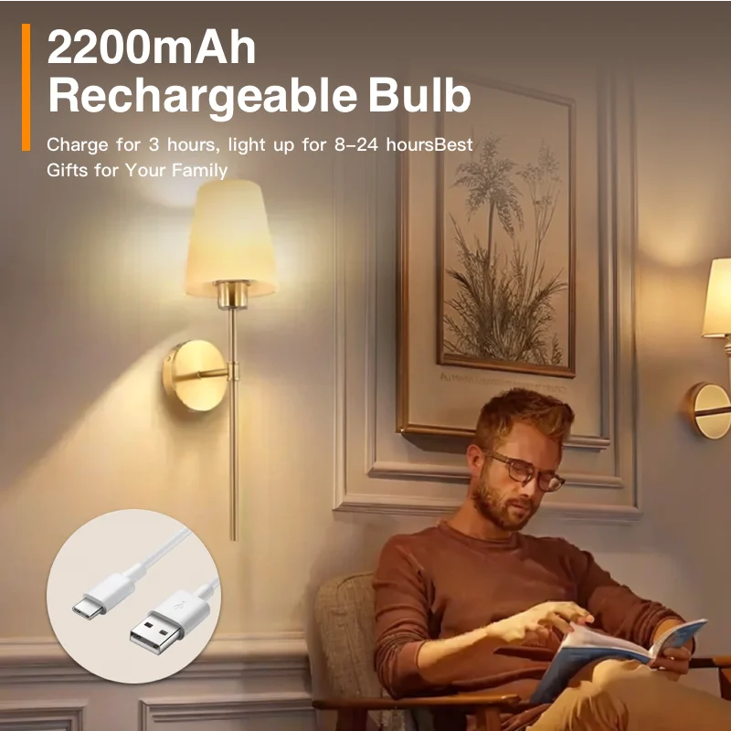 Set of 2 Rechargeable Wall Lamps